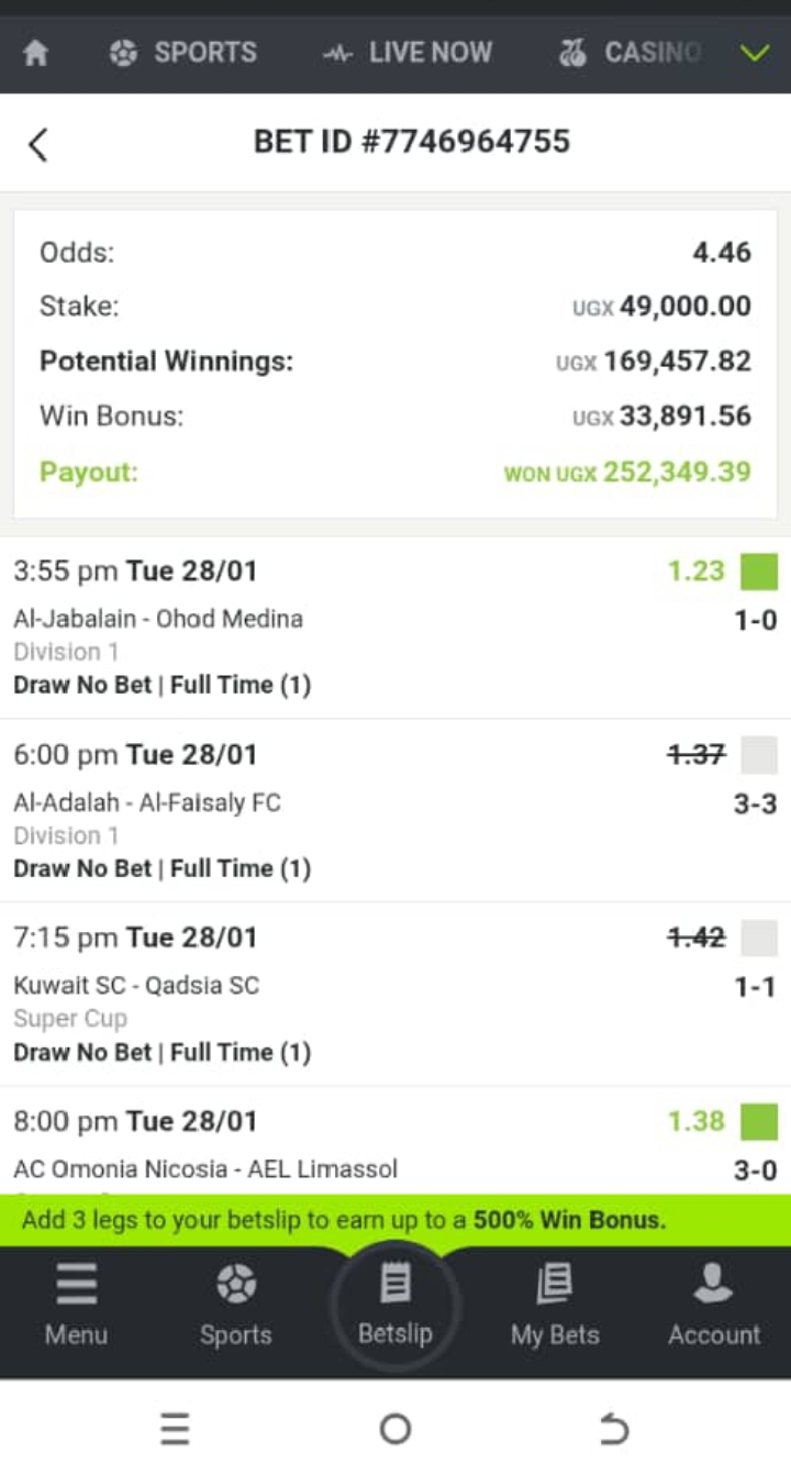 10 odds winning ticket