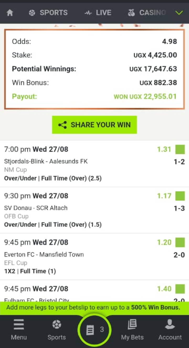 10 odds winning ticket