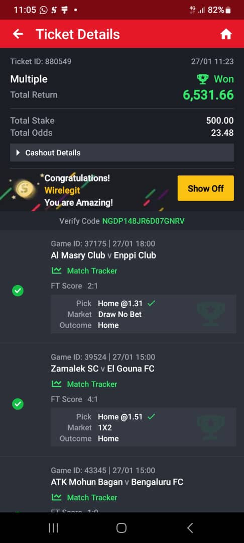 10 odds winning ticket