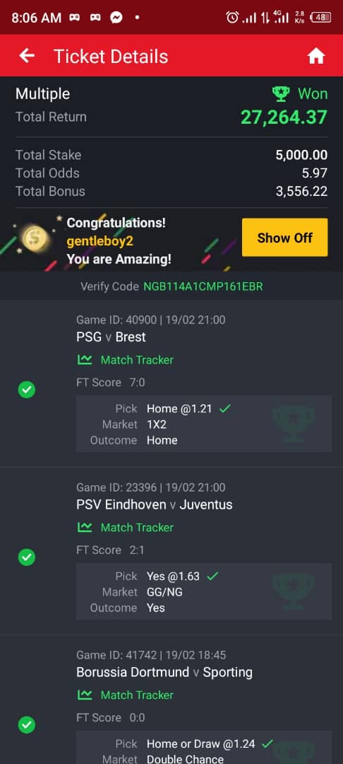 10 odds winning ticket