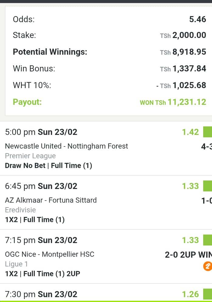 10 odds winning ticket