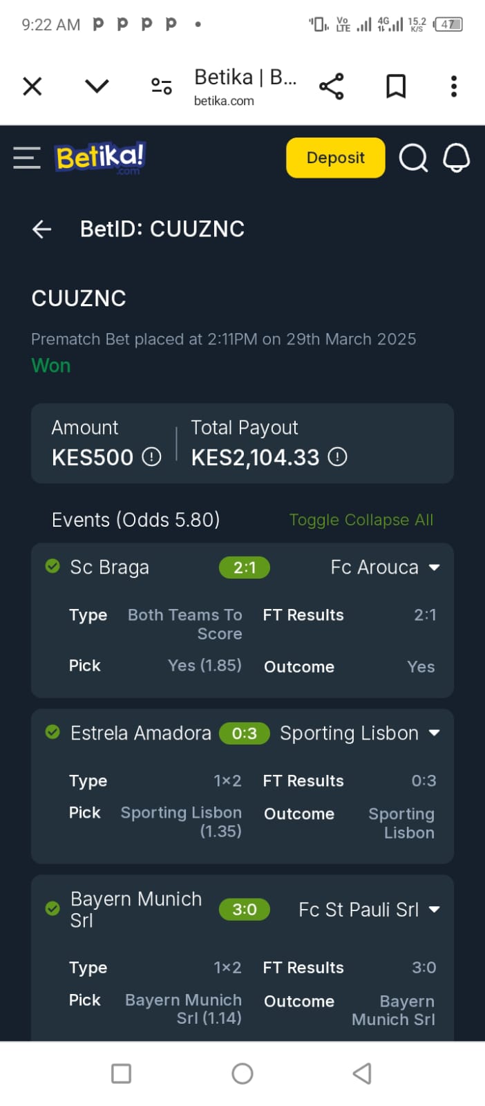 10 odds winning ticket
