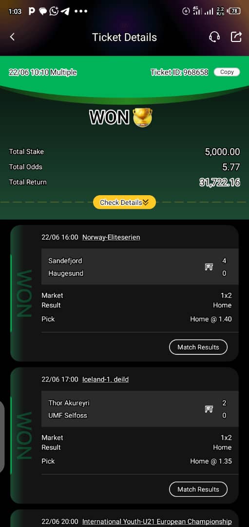 10 odds winning ticket