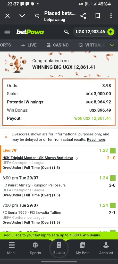 10 odds winning ticket