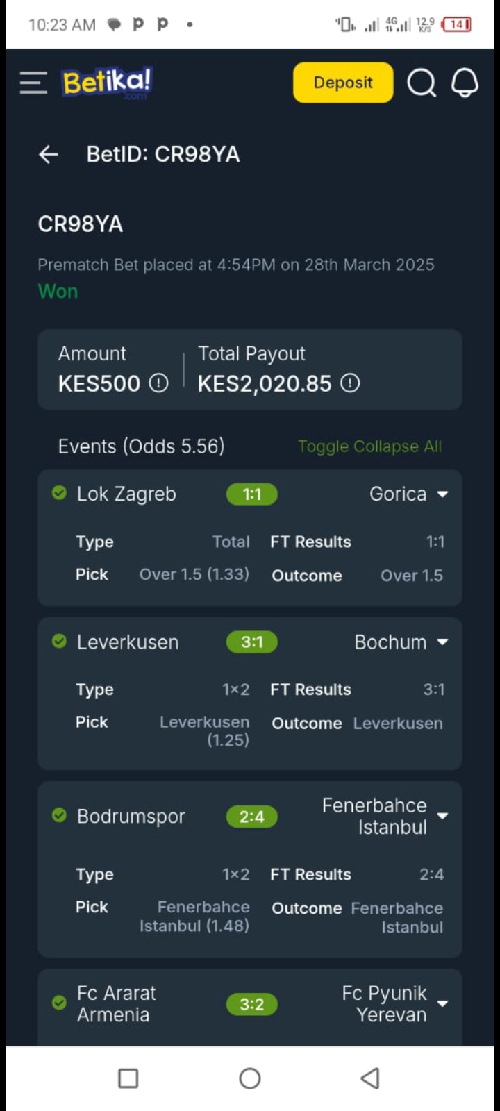 10 odds winning ticket